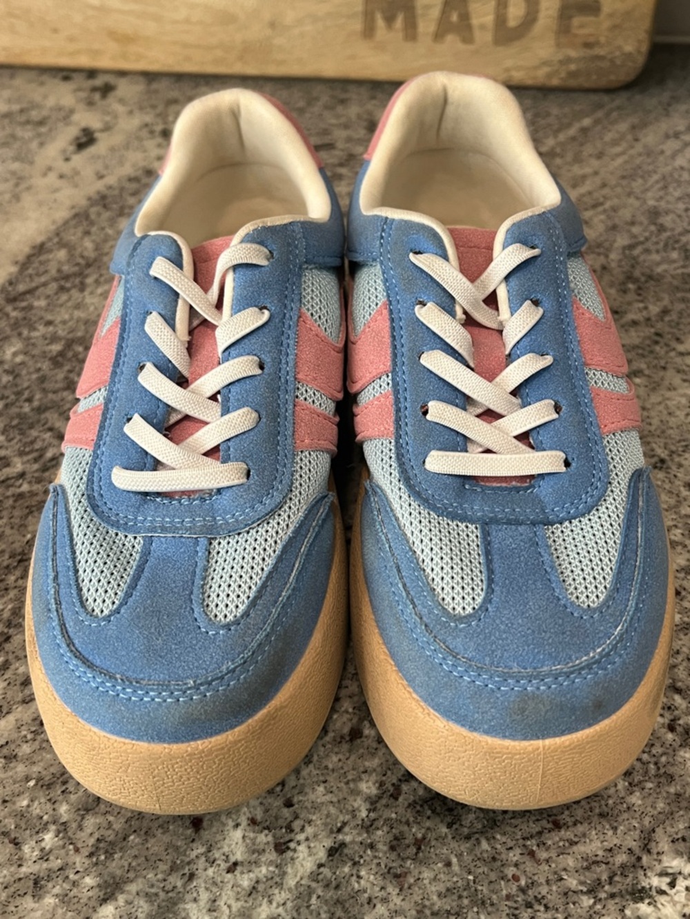 Steve Madden Kids Blue and Pink Suede Mesh Sneakers JJersey Size 1